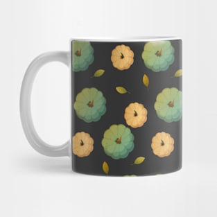 Autumn pattern of whole pumpkins on a black background Mug